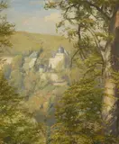 Richard Thierbach, View of Stolberg Castle, Oil on canvas