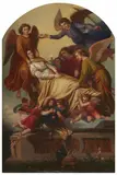 attributed to Johann Michael Wittmer, Angels Carrying the Body of Saint Catherine to Mount Sinai, Oil on canvas