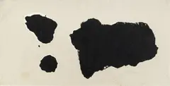 Shiryu Morita, A calligraphy by Morita Shiryû (1912-1998), A calligraphy by Morita Shiryû (1912-1998) displaying the character "chû" (rise high in the sky). Thick, pitch-black ink on rough paper. Mounted. At the reverse a paper label by Morita Shiryû with title, measurements and date in ball point pen, the name Morita Shiryû in ink and sealed