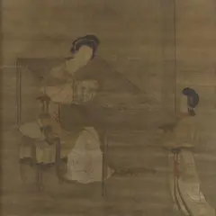 Anonymer Maler des 19. Jh., Palace ladies at leisure. Ink and colour on silk. Inscribed Zhou Wenju., Palace ladies at leisure. Ink and colour on silk. Inscribed Zhou Wenju
