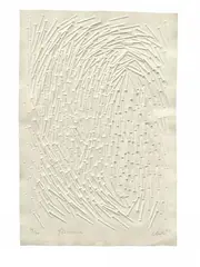 Fliessend by Günther Uecker, 1997, Embossing on card. Approx, sold Dec 2017