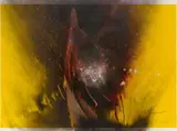 Otto Piene, Feuerregen, 1975, Colour silkscreen and traces of fire on card