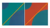 Miloš Urbásek, Untitled (Orangene Diagonale I-II), 1978, Work in 2 parts: each acrylic on canvas