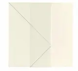 François Morellet, Traçage d’une diagonale sur un carré de calque et pliage vertical au 1/3, 1978, Ink on tracing paper on card
