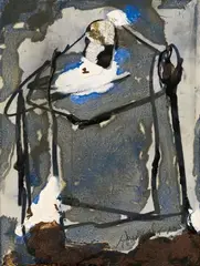 Zuoz by Emil Schumacher, 1980, Mixed media on wood, sold Dec 2017