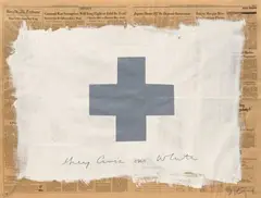 Grey cross on white by Robert Longo, 1991, Acrylic on newspaper, offered Dec 2017