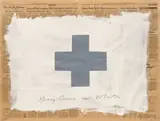 Robert Longo, Grey cross on white, 1991, Acrylic on newspaper