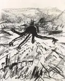 Enzo Cucchi, La Piovra di Roma, 1993, Charcoal on paper