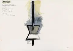 Fabrizio Plessi, Bronx (Progetto per Video scultura XLII Biennale di Venezia), 1986, Gouache and pastels on card