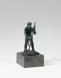 Jörg Immendorff, Affe mit Besen, 2006, Bronze with black-green patina