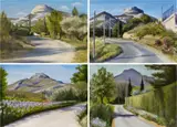 Anke Doberauer, Vier Wege zum Garlaban, 1997, Work in 4 parts: each oil on canvas