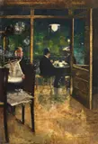 Lesser Ury, Im Café Bauer, Berlin, 1888/1889, Oil on canvas, mounted on card