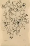 Caféhaus II by George Grosz, 1915, Black pen and ink drawing on chamois-coloured parchment-like paper, sold Dec 2017