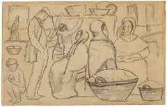 Auf dem Markt I by August Macke, 1911, Pencil drawing on chamois-coloured drawing paper, sold Dec 2017