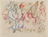 Kaffeehaus Ober zwei kleine Pils by George Grosz, 1915, Colour oil crayon and brown pen and ink drawing on ivory-coloured laid paper, sold Dec 2017