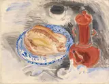 Raoul Dufy, Nature morte au poulet et à la cafetière rouge, Circa 1919, Gouache and watercolour on laid paper
