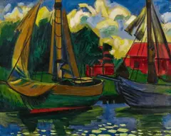 Max Pechstein, Zwei Kutter im Hafen von Leba, 1922, Oil on canvas