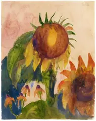 Sonnenblumen by Emil Nolde, Circa 1920/1925, Watercolour on light Japan paper, sold Dec 2017