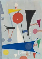Max Ackermann, Untitled (Constructive Composition), Circa 1950, Oil and tempera on card, mounted on fibreboard