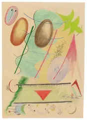 Rudolf Bauer, Untitled, Oil pastels drawing on ribbed wove paper