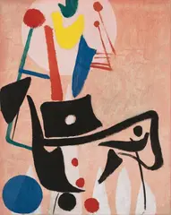Max Ackermann, Untitled, Oil tempera on firm paper, mounted in places on card