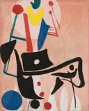 Max Ackermann, Untitled, Oil tempera on firm paper, mounted in places on card