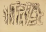Willi Baumeister, Demonstrationszeichnung (nach Motiven der Reihen "Urzeitgestalten"/"Giganten" aus den Jahren 1943-47), 1952, Charcoal drawing on cream-coloured drawing paper