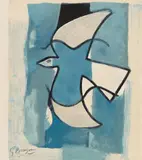 Georges Braque, Georges Braque. Das graphische Werk, 1961/1962, Book with a colour lithograph by Geroges Braque "L'oiseau bleu et gris". Lithograph on the right-hand side of a double wove paper sheet