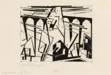 Lyonel Feininger, Viadukt, 1918, Woodcut on tissue paper