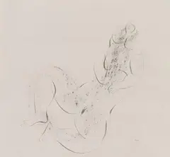 Nu by Jean Léon Fautrier, 1944, Grey pen drawing on chamois-coloured China laid paper, offered Dec 2017