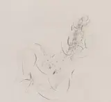 Jean Léon Fautrier, Nu, 1944, Grey pen drawing on chamois-coloured China laid paper