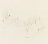 Jean Léon Fautrier, Nu allongé, 1944, Grey pen drawing and charcoal on chamois-coloured China laid paper
