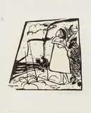 Vorm Bad by Erich Heckel, 1912, Woodcut on irregularly cut laid paper with watermark "DREY KÖNIGE GF" 28.5/30.1 x 22.3/, sold Dec 2017