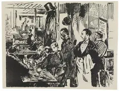 Edouard Manet, Le Café (Deuxième planche), 1874, Pen autolithograph on thin wove paper imprinted verso