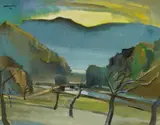 Ernst Mollenhauer, Im Prymtal, 1947, Oil on card