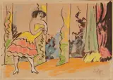 Max Pechstein, Variété, Circa 1910, Oil pastels and brush and India ink on brownish sketchpad paper with perforations to left margin