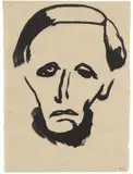 Emil Nolde, Trauriger Kopf, Circa 1920, Brush and India ink on light Japan paper