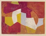 Composition carmin, brune, jaune et grise by Serge Poliakoff, 1956, Colour lithograph on wove paper with watermark "BFK Rives" and blind stamp from Nesto Jacometti, Zurich "L'oeuvre gravée, sold Dec 2017