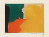 Serge Poliakoff, Composition verte, rouge et orange, 1959/1960, Colour aquatint etching on wove paper with watermark "BFK RIVES"