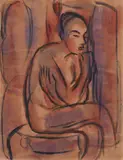 Sitzende Japanerin by Christian Rohlfs, Water tempera and India ink on laid paper, offered Dec 2017