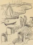 Steilküste bei Jershöft/Ostsee by Karl Schmidt-Rottluff, Circa 1923, Black chalk drawing on cream-coloued ribbed paper, offered Dec 2017