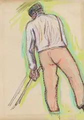 Paysan courbé aux champs by Henry van de Velde, Pastel on chamois-coloured laid paper, sold Dec 2017