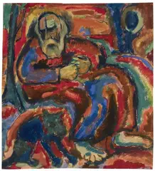 Bärtiger mit Hund by Eberhard Viegener, 1921, Watercolour and gouache on firm watercolour paper, sold Dec 2017