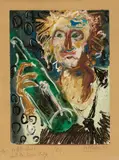 Gert Heinrich Wollheim, Selbstbildnis mit Weinflasche