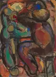 Eberhard Viegener, Saufende Bauern, 1921, Gouache, watercolour and pen and ink on firm textured paper