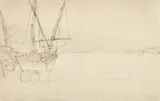 Jacob Philipp Hackert, First Partial Study for the Painting "Messina Harbour", Ink over pencil, with grid for transfer