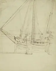 Second Partial Study for the Painting "Messina Harbour" by Jacob Philipp Hackert, Brown ink over pencil, with grid for transfer, offered Nov 2017