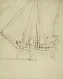 Jacob Philipp Hackert, Second Partial Study for the Painting "Messina Harbour", Brown ink over pencil, with grid for transfer