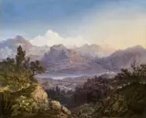 Alpine Landscape (Possibly the Bern Alps with the Jungfrau) by German or Swiss School circa 1820 & 30, Oil on canvas, sold Nov 2017