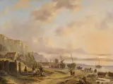 Louis Meijer, Coastal Landscape with Fishers, Oil on panel